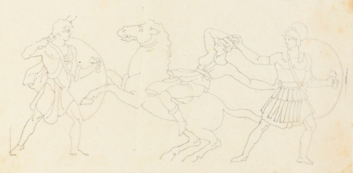 Richard Westmacott the Younger RA, Tracing after drawings based on the frieze at the Temple of Artemis Leucophryne (or Leucophrys), Magnesia