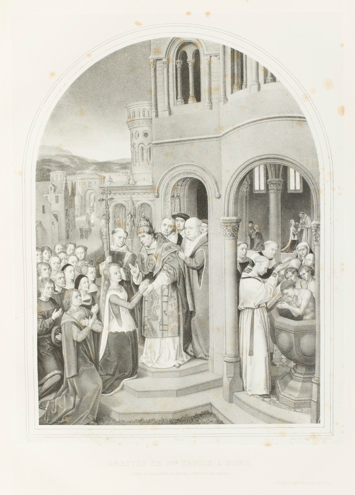 Hans Memling, 'Arrivée de Ste. Ursule a Rome.'