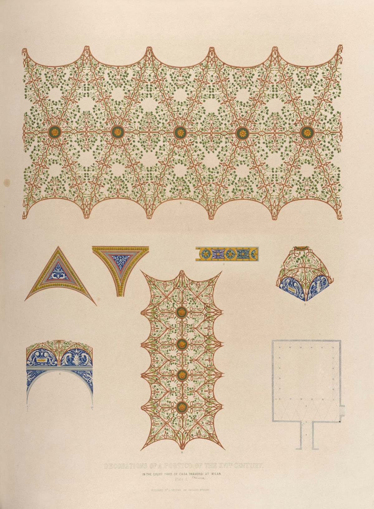 Ludwig Gruner, Decoration of a Portico of the XVIth. century in the Court Yard of casa Traversi at Milan