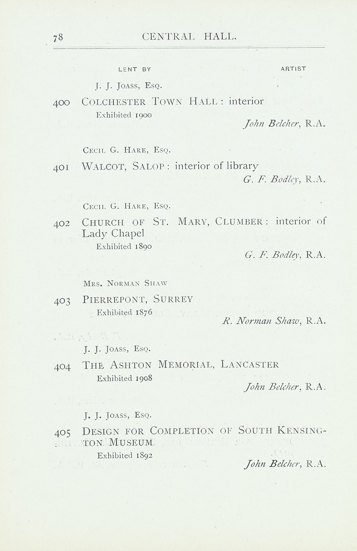 Page 80 of 1922 - Exhibition of Works by recently deceased Members of the Royal Academy