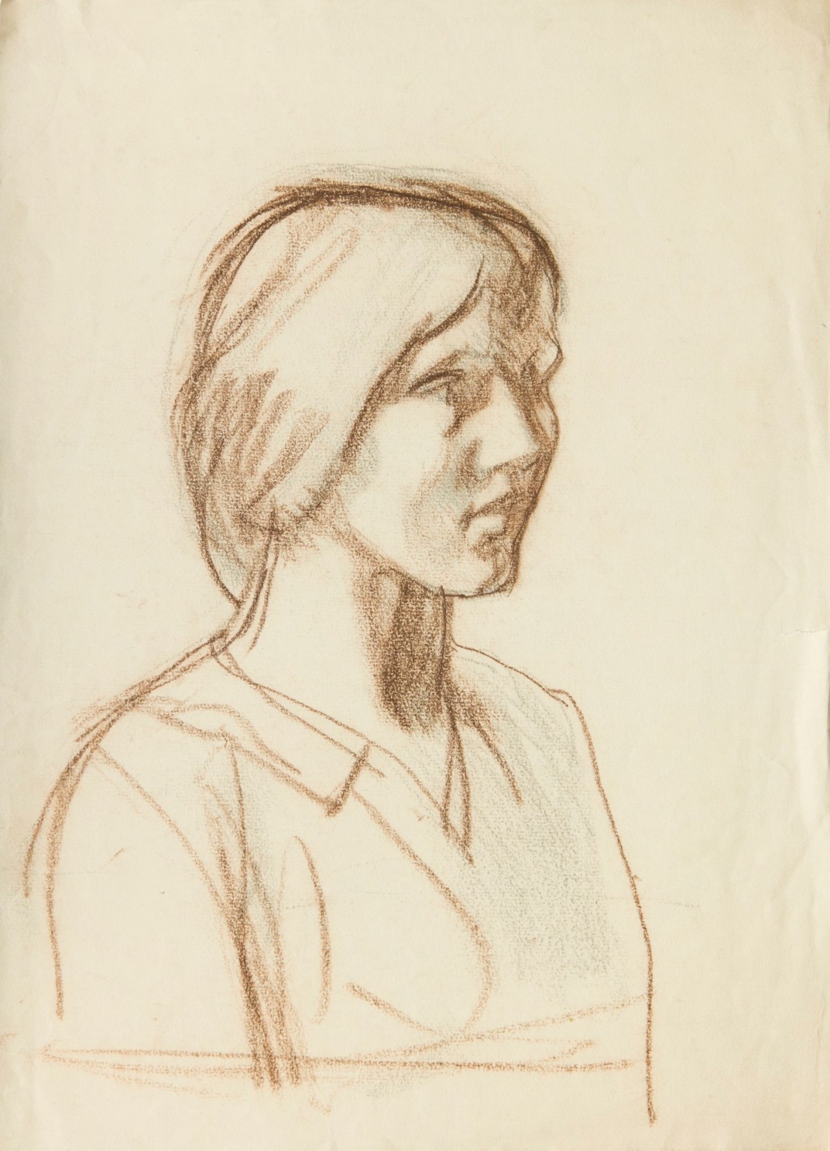 Sir George Clausen RA, Study of the head and shoulders of a young woman