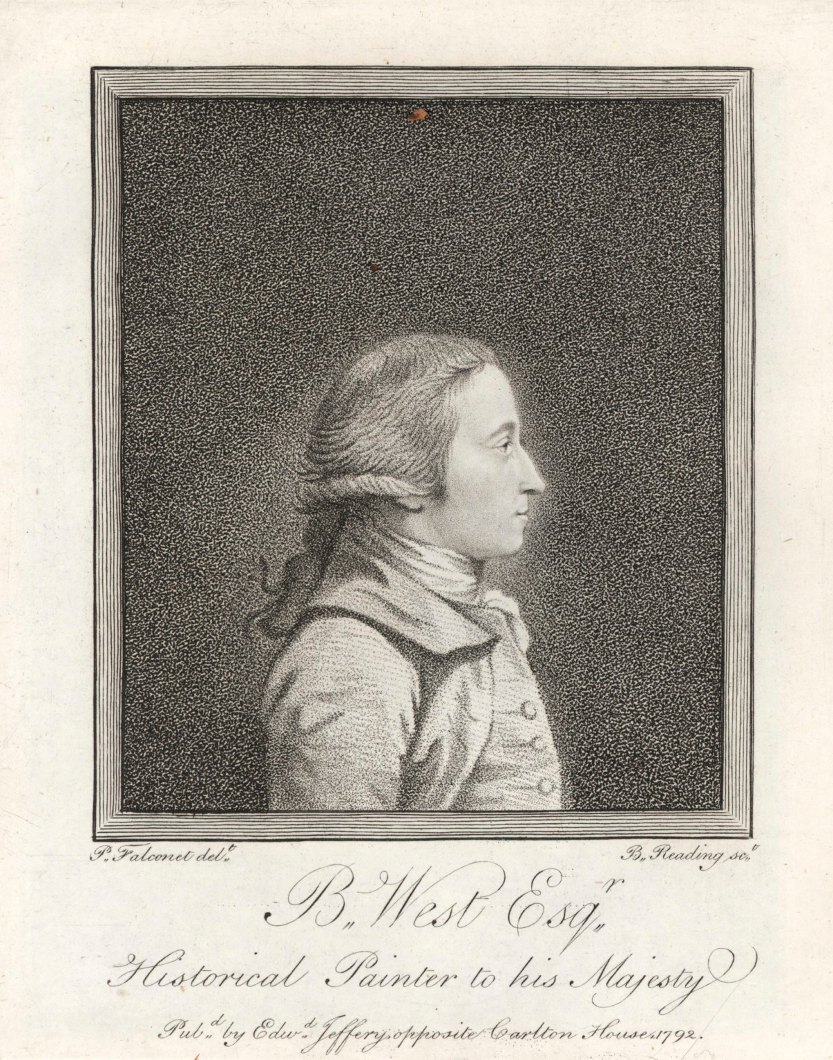 Pierre-Étienne Falconet, Portrait of Benjamin West as a young man