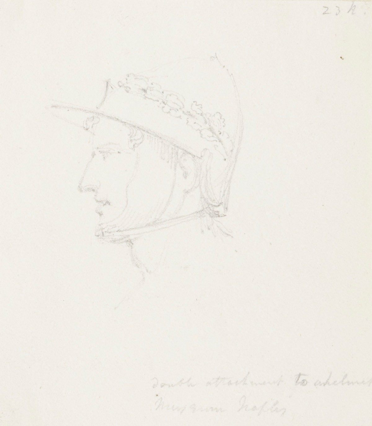 Richard Westmacott the Younger RA, Pencil drawing after a bust of Pyrrhus, king of Epirus, from the Museo Archeologico, Naples