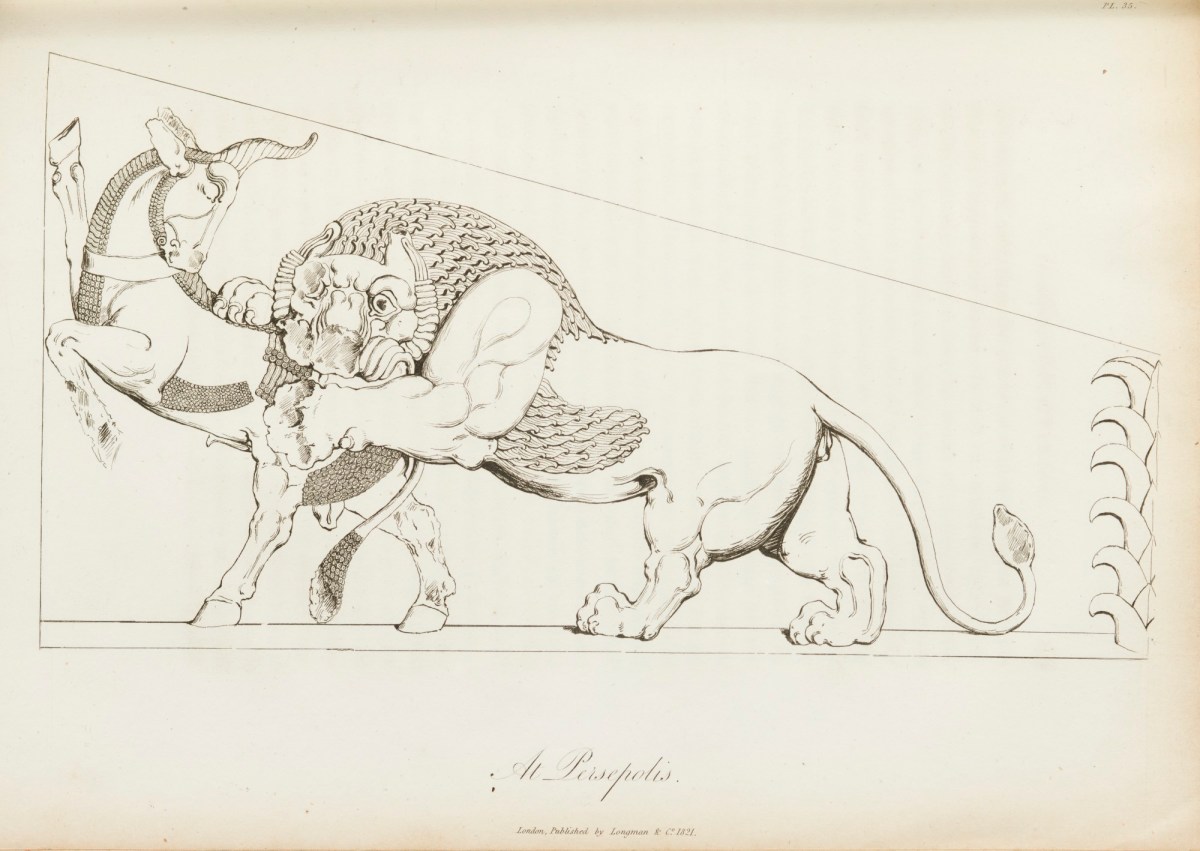 Sir Robert Ker Porter, Bas-relief of a Lion Hunting a Bull, at Persepolis