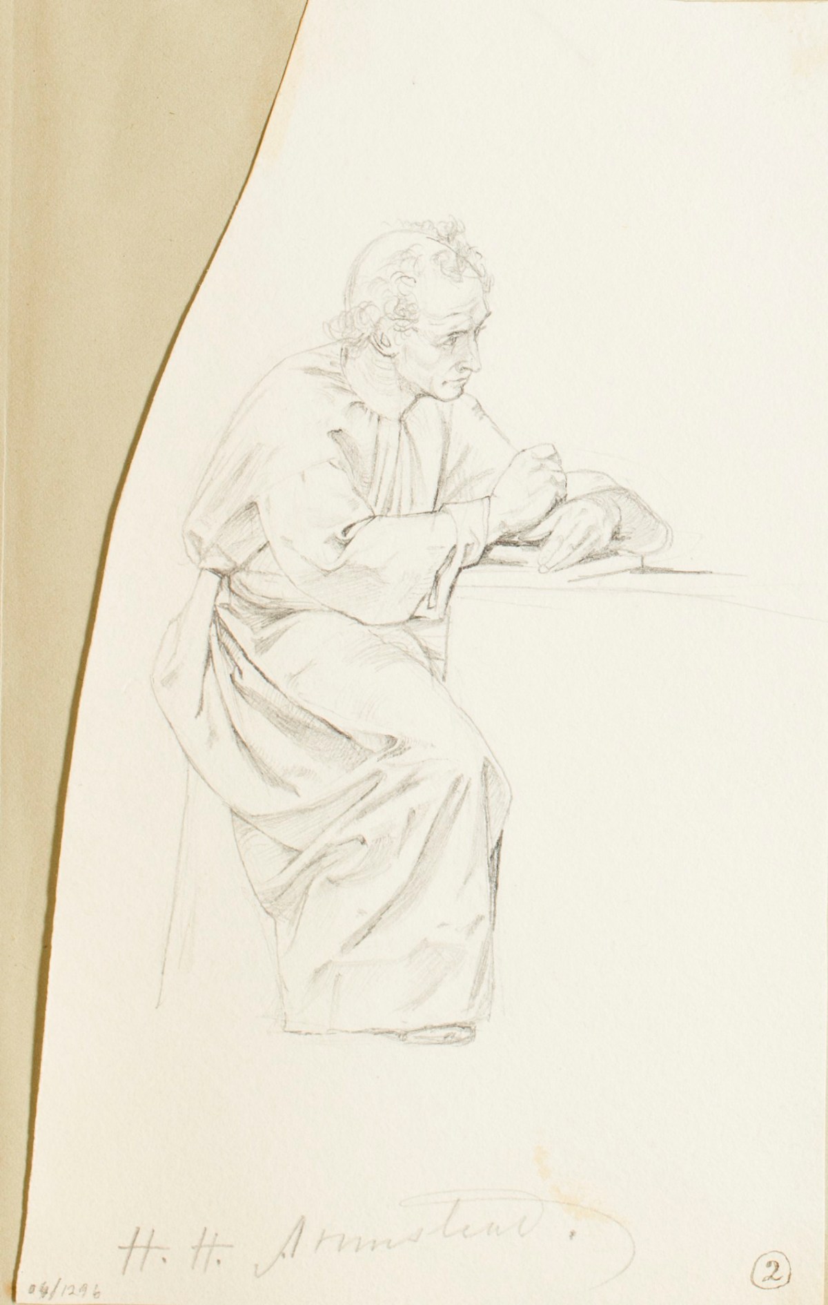 Henry Hugh Armstead RA, Study of a male figure seated at a desk