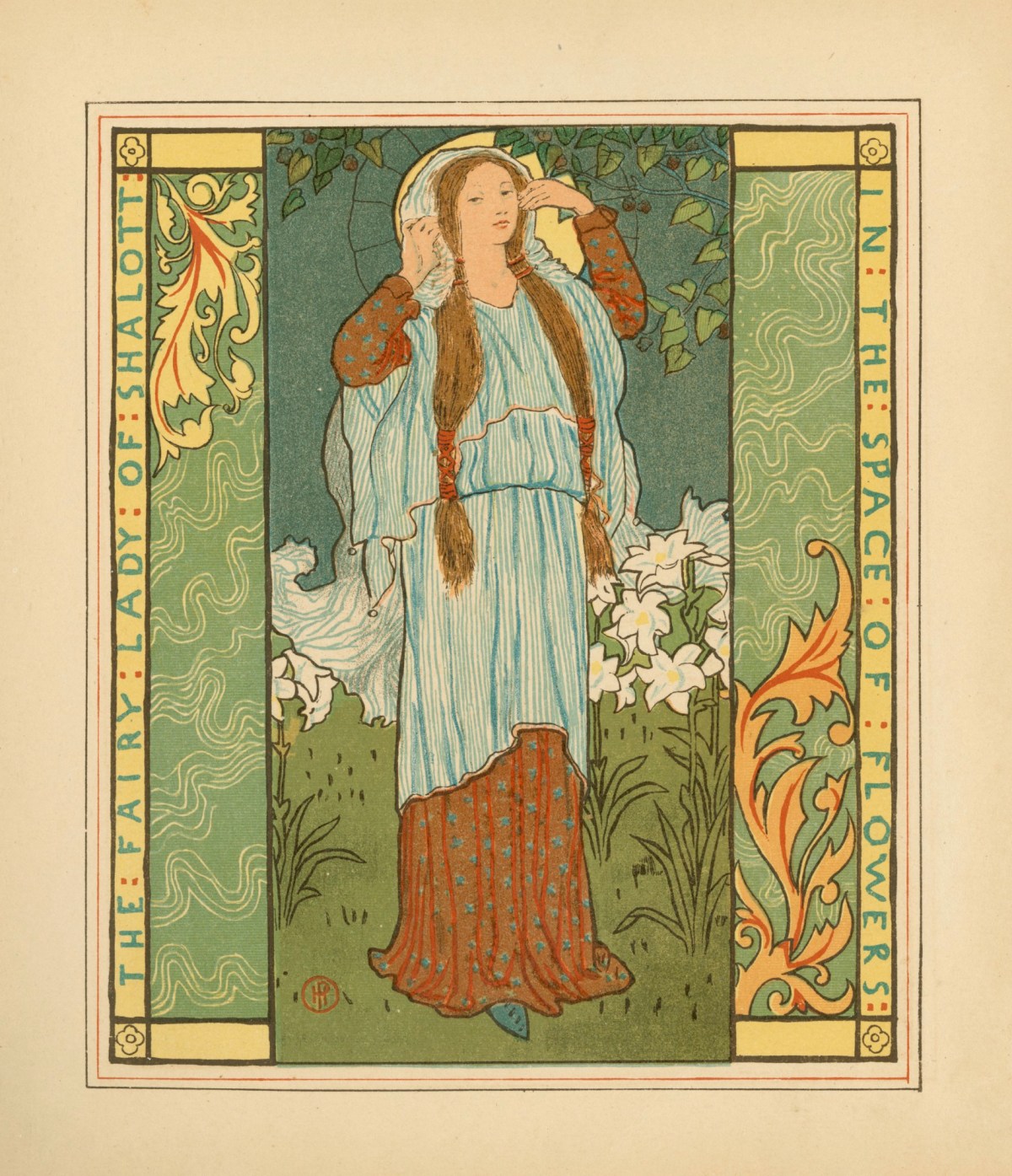 Howard Pyle, 'The Fairy Lady of Shalott in the space of flowers'