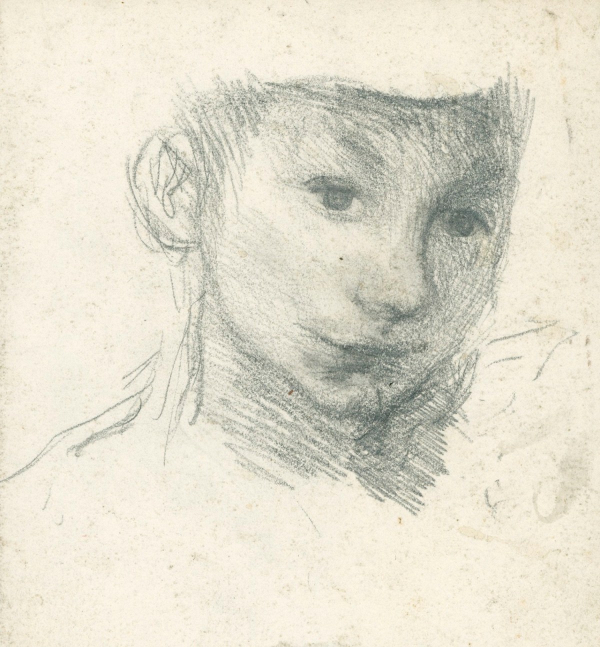 Sir George Clausen RA, Study of the boy's face for 'The Gap in the Hedge'