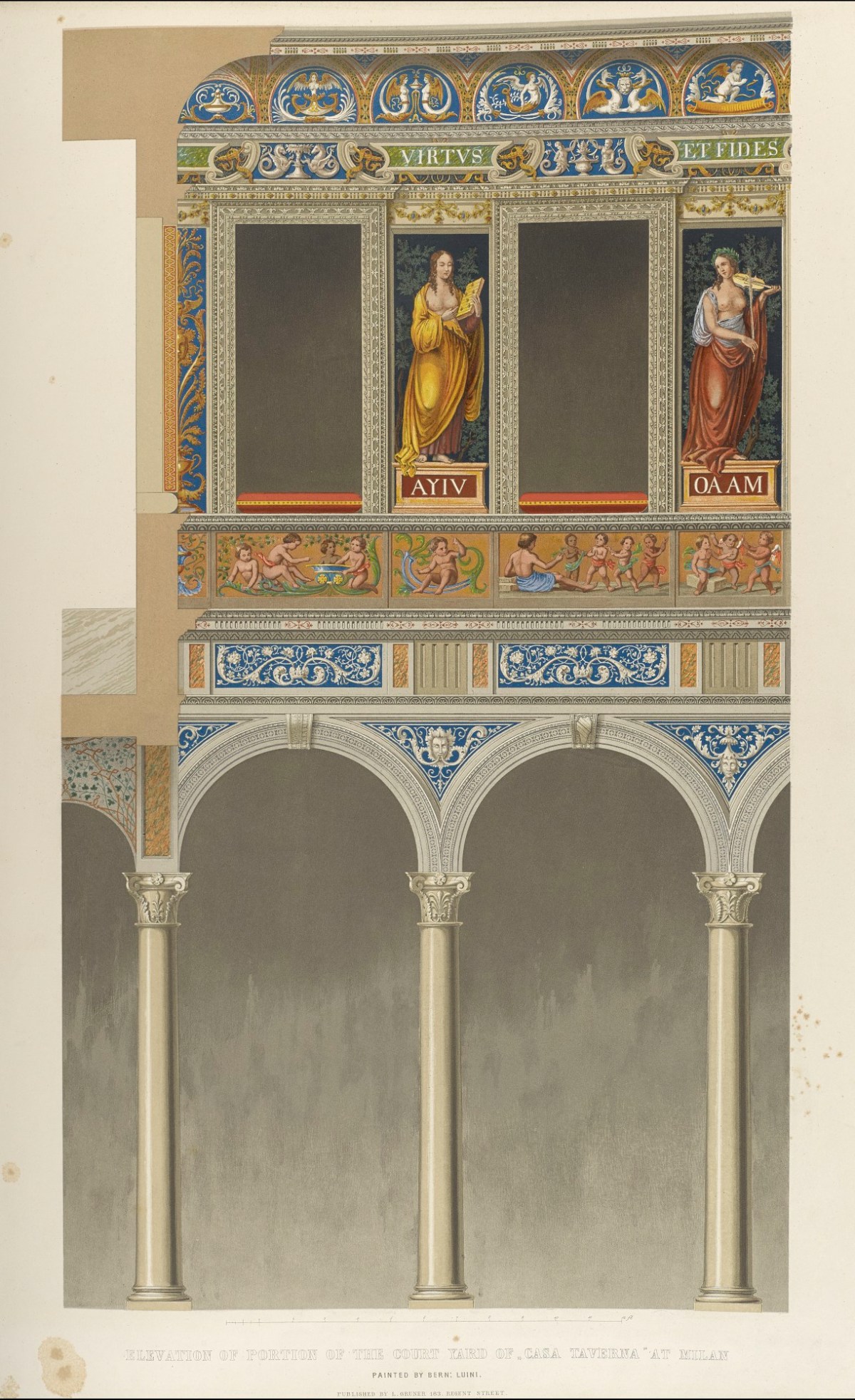 Ludwig Gruner, Elevation of Portion of the Court Yard of 'Casa Taverna' at Milan