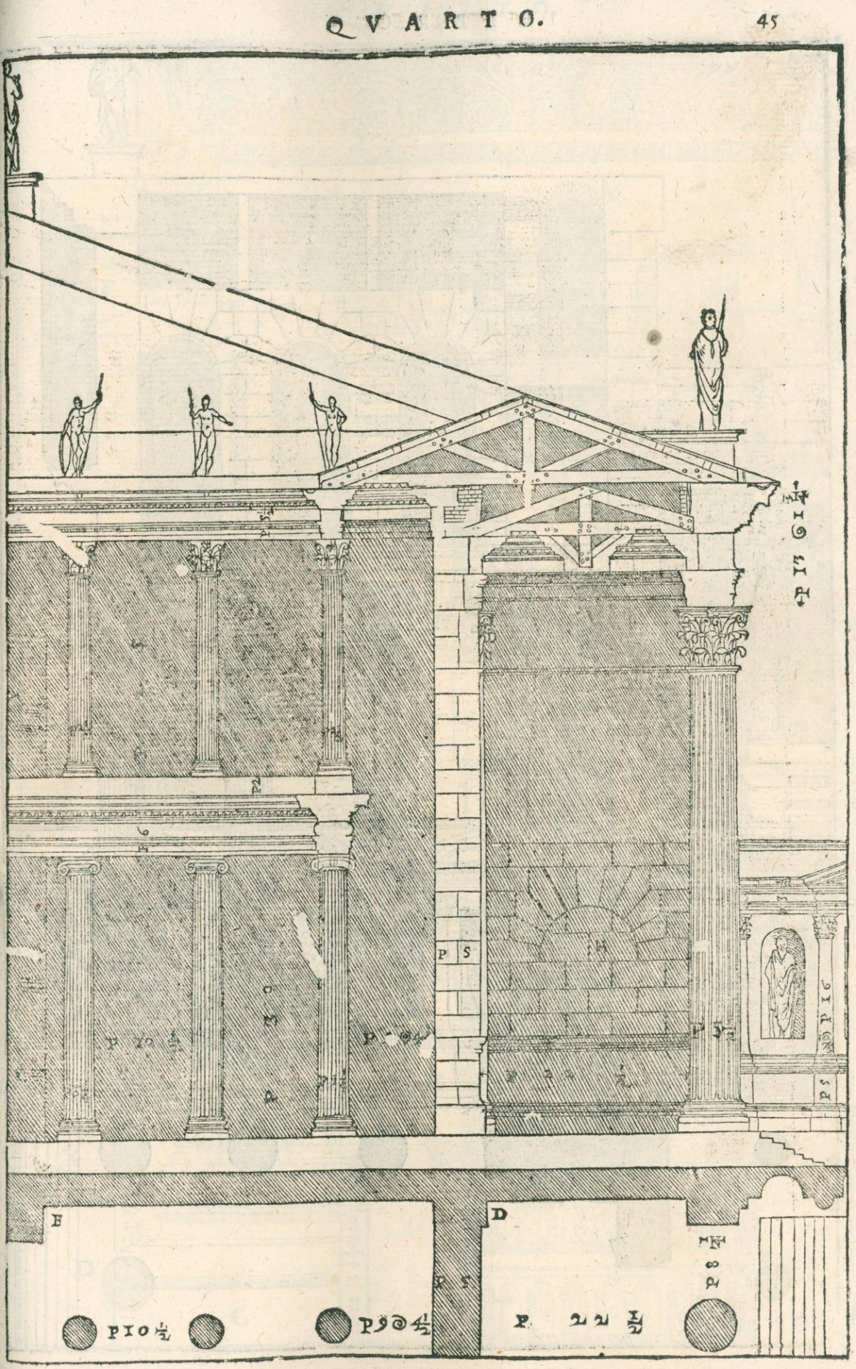 Andrea Palladio, Temple of Jupiter, Quirinal Hill, Rome: transverse section
