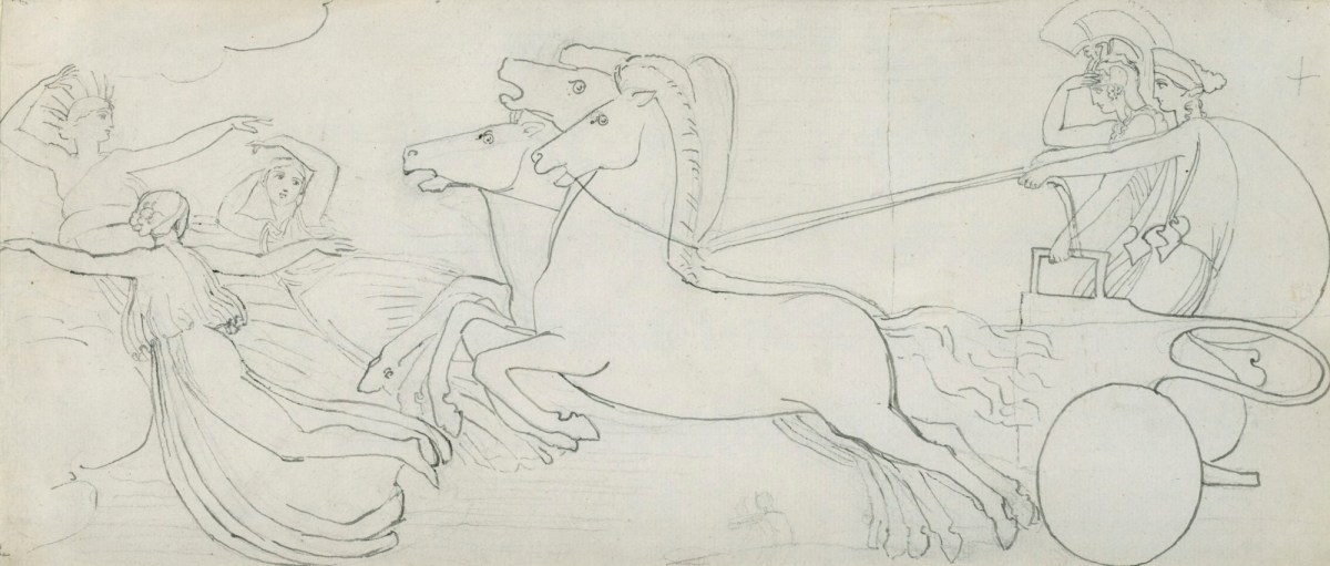 John Flaxman RA, A study of Juno and Minerva for 'Juno and Minerva Going to Assist the Greeks'