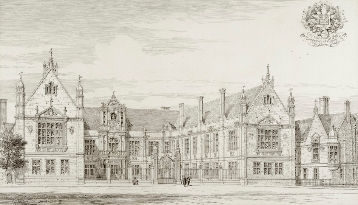 Sir T.G. Jackson Bt. RA, Record drawing of Examination Halls, Oxford: perspective from Merton Street