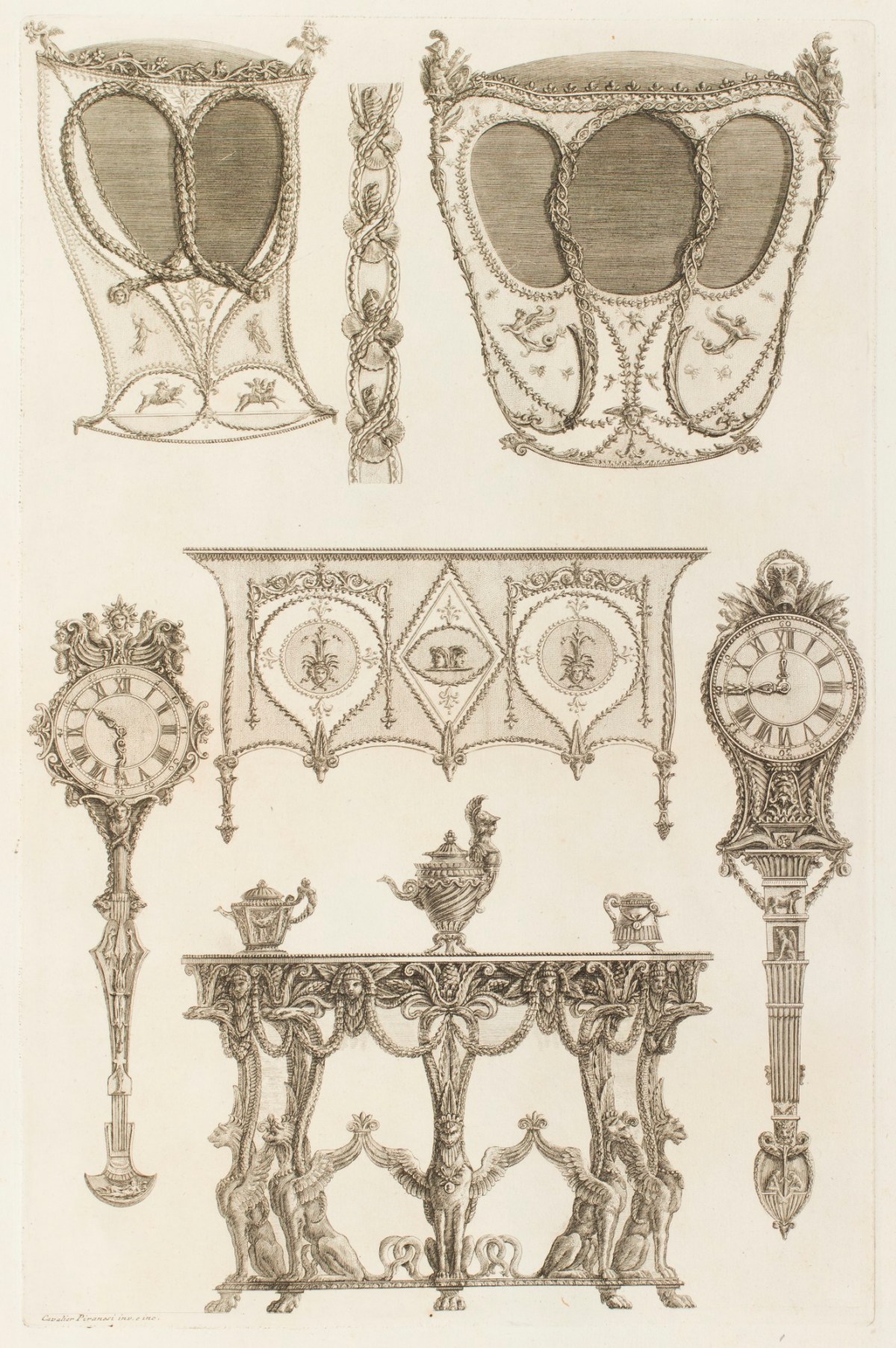 Giovanni Battista Piranesi, Designs for tables and clocks