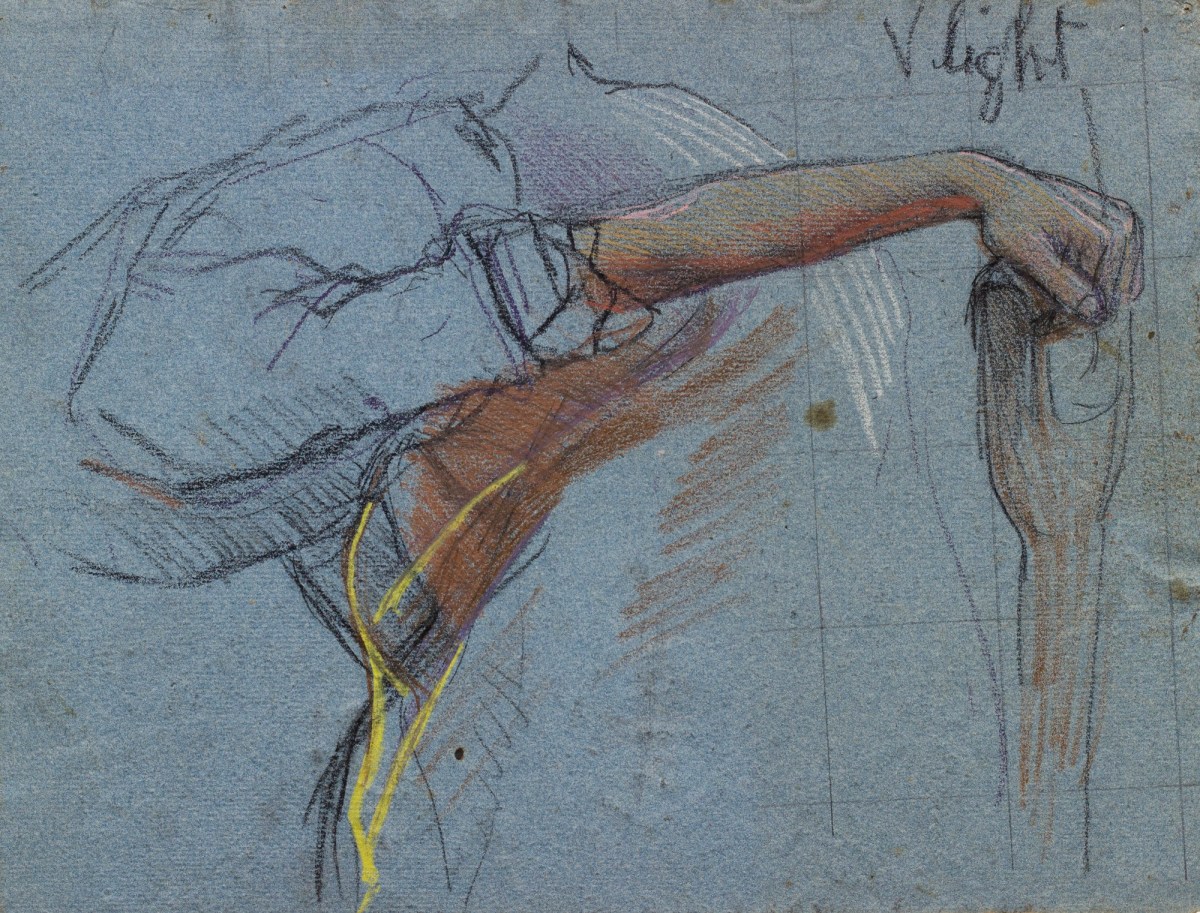 Sir George Clausen RA, Study of the female figure for 'Allotment Gardens'