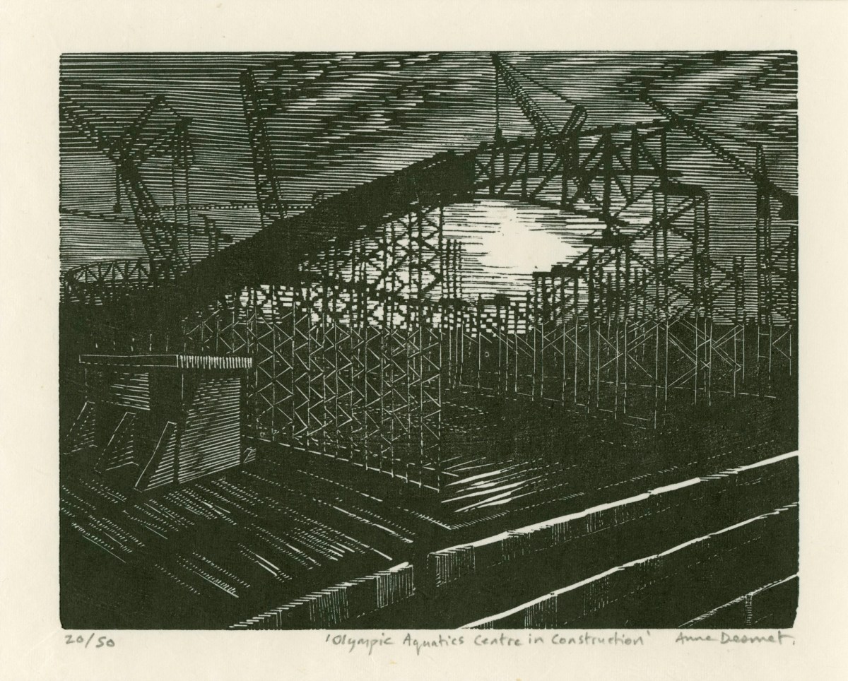 Anne Desmet RA, Olympic Aquatics Centre in Construction