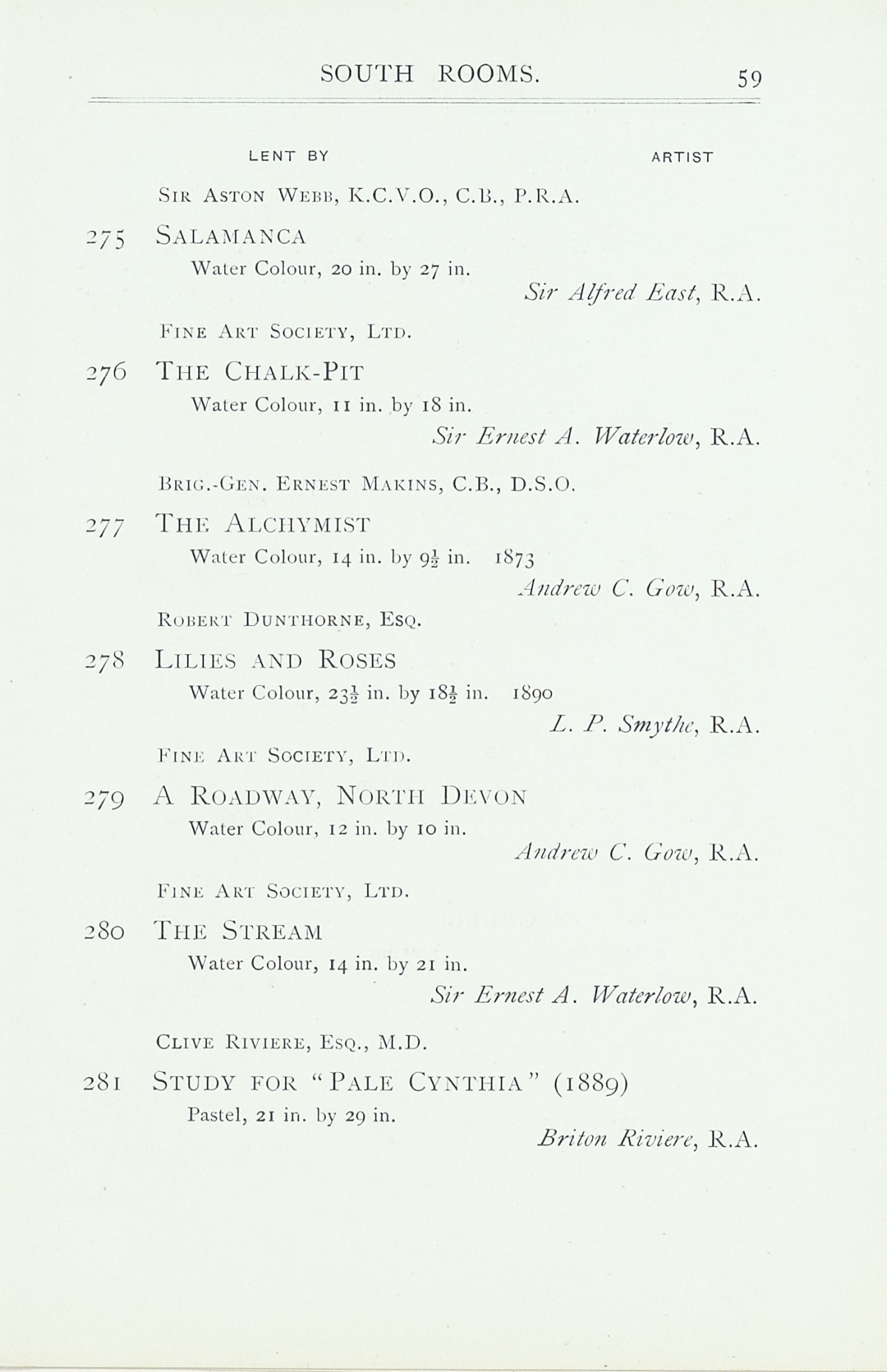 Page 61 of 1922 - Exhibition of Works by recently deceased Members of the Royal Academy