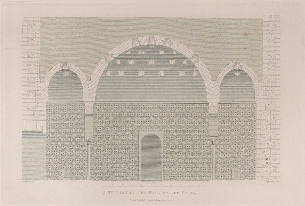 James Cavanah Murphy, Plate 21: A Section of the Hall of the Baths, Alhambra palace, Granada
