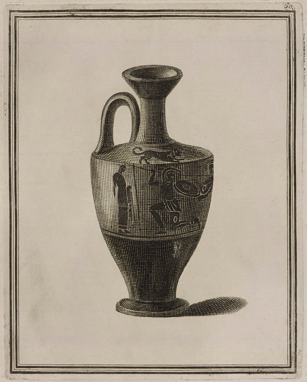 Sir William Hamilton, Attic black figured lekythos showing two warriors fighting in front of two youths