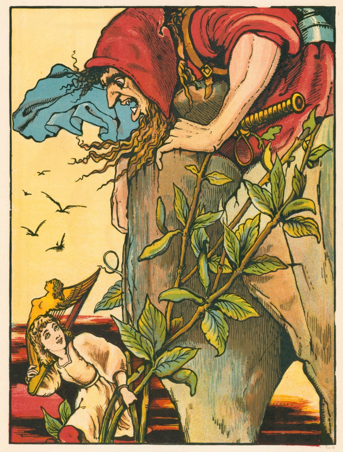 Unidentified artist, Jack flees with the golden harp
