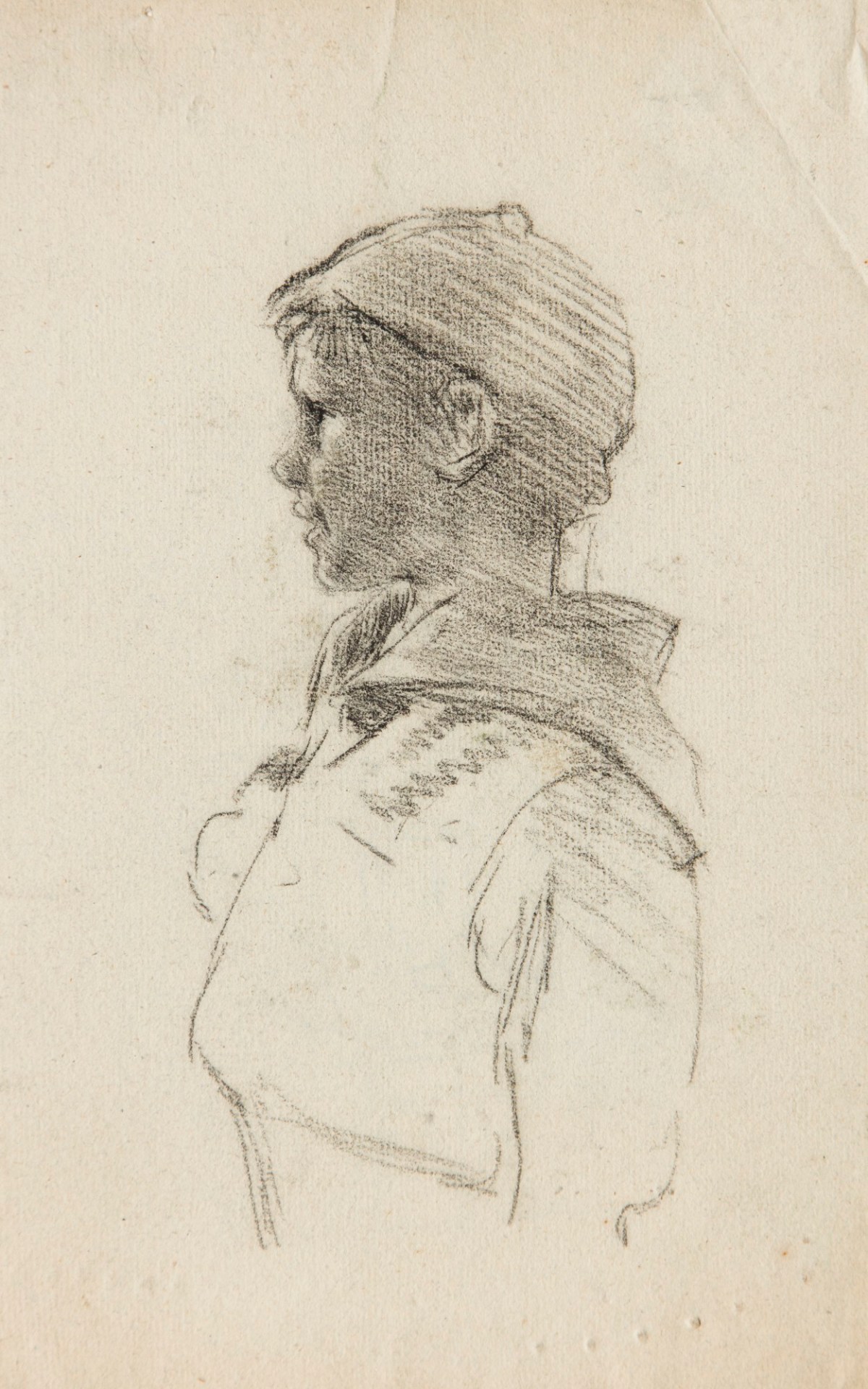 , Study in profile of a boy wearing a cap