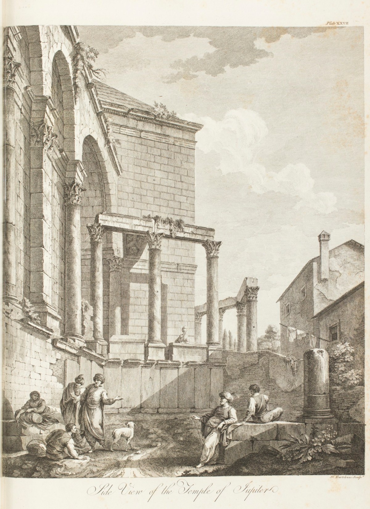 Charles-Louis Clérisseau, Side view of the Temple of Jupiter.