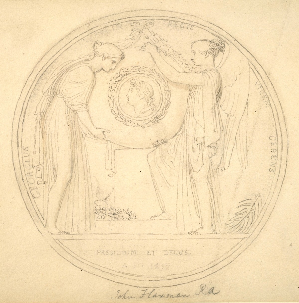 John Flaxman RA, Design for the reverse of a commemorative medal for the Royal Academy of Arts