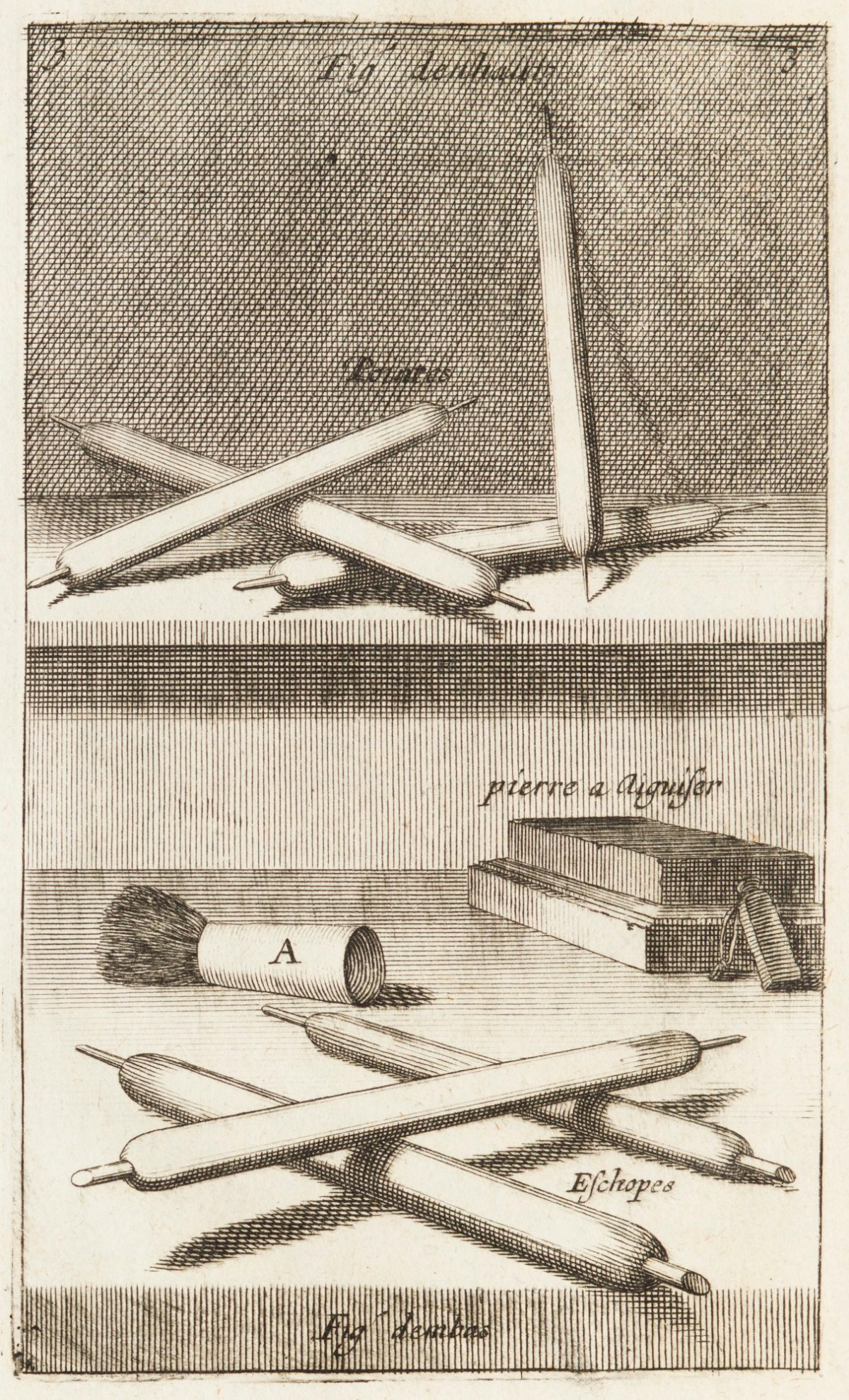 Unsigned, Forms of engraving needle and manners of sharpening.