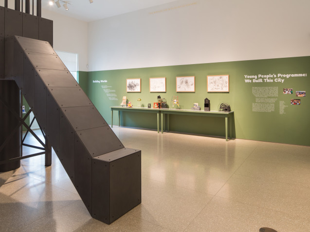 Installation view of RA Young People’s Programme: We Built This City as part of ‘John Hejduk: London Masque’ at the Royal Academy of Arts, London