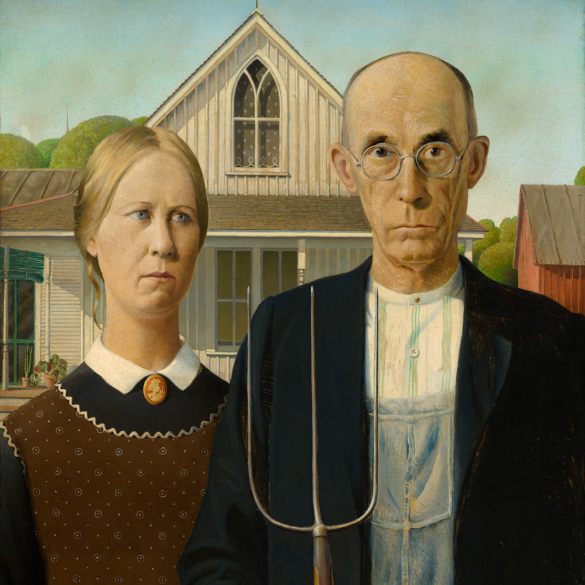 Grant Wood, American Gothic (detail)