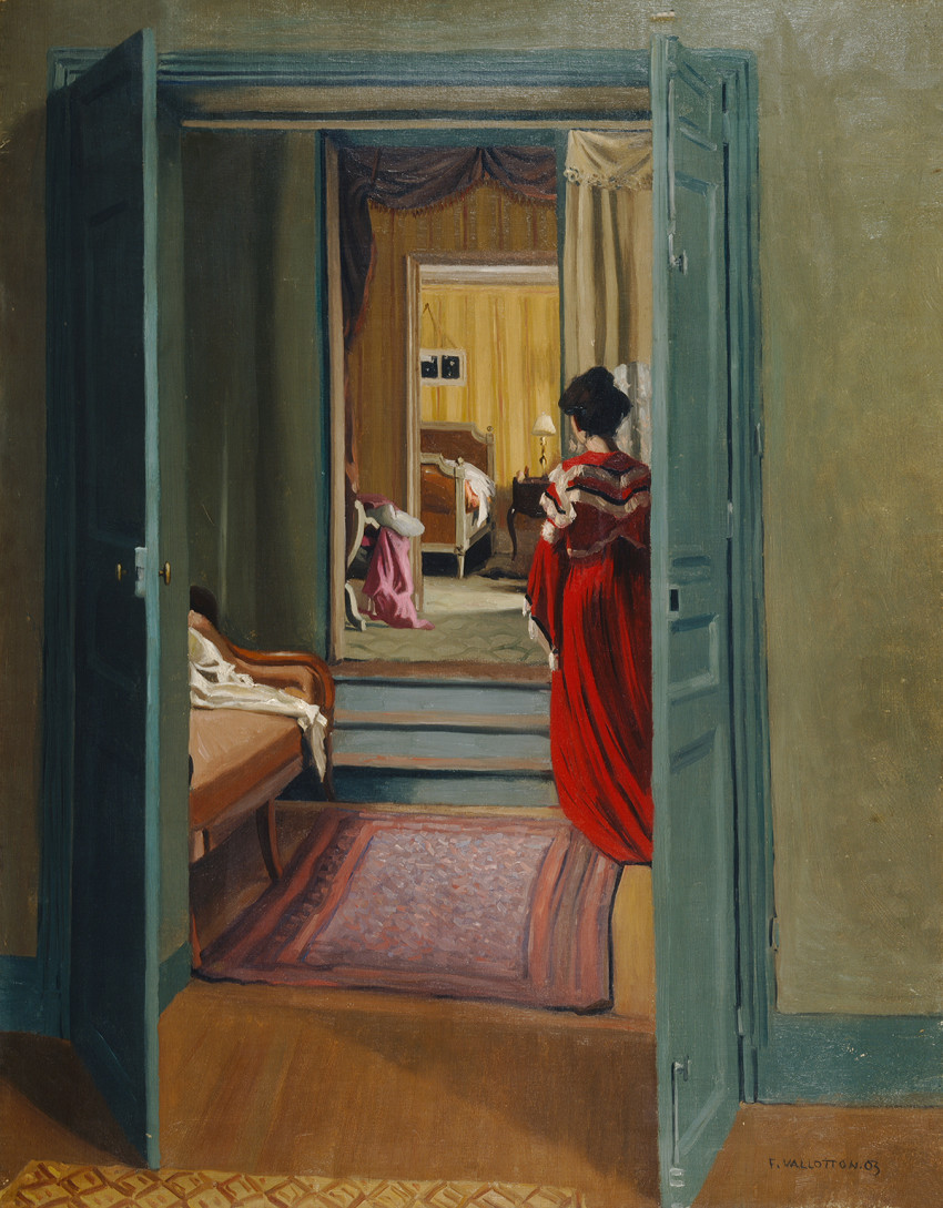 Félix Vallotton, Interior with Woman in Red (Intérieur avec femme en rouge de dos)