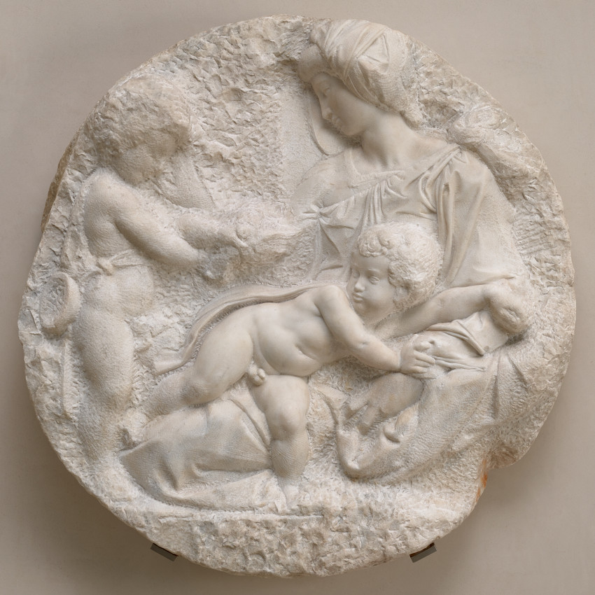 Michelangelo Buonarroti, Virgin and Child with the Infant St John the Baptist (‘The Taddei Tondo')