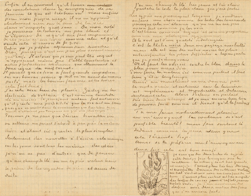Vincent van Gogh, Letter 783 from Vincent van Gogh to Theo van Gogh: Cypresses