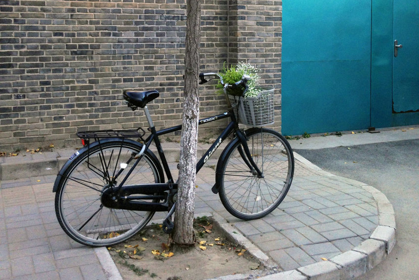 Ai Weiwei's bicycle, positioned outside the entrance to his studio complex