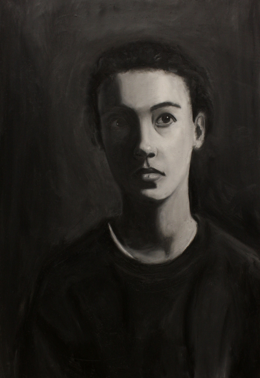 Emma Abele, Black and White Self-portrait