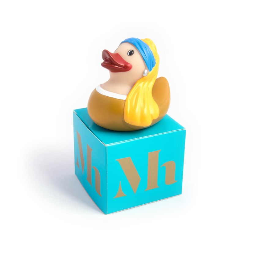 A rubber duck with a pearl earring, from the Mauritshuis art museum, the Netherlands