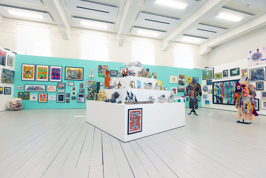 View of the gallery, sculpture plinth and freestanding sculptures