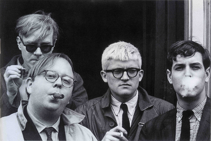 Dennis Hopper, Andy Warhol, Henry Geldzahler, David Hockney and Jeff Goodman