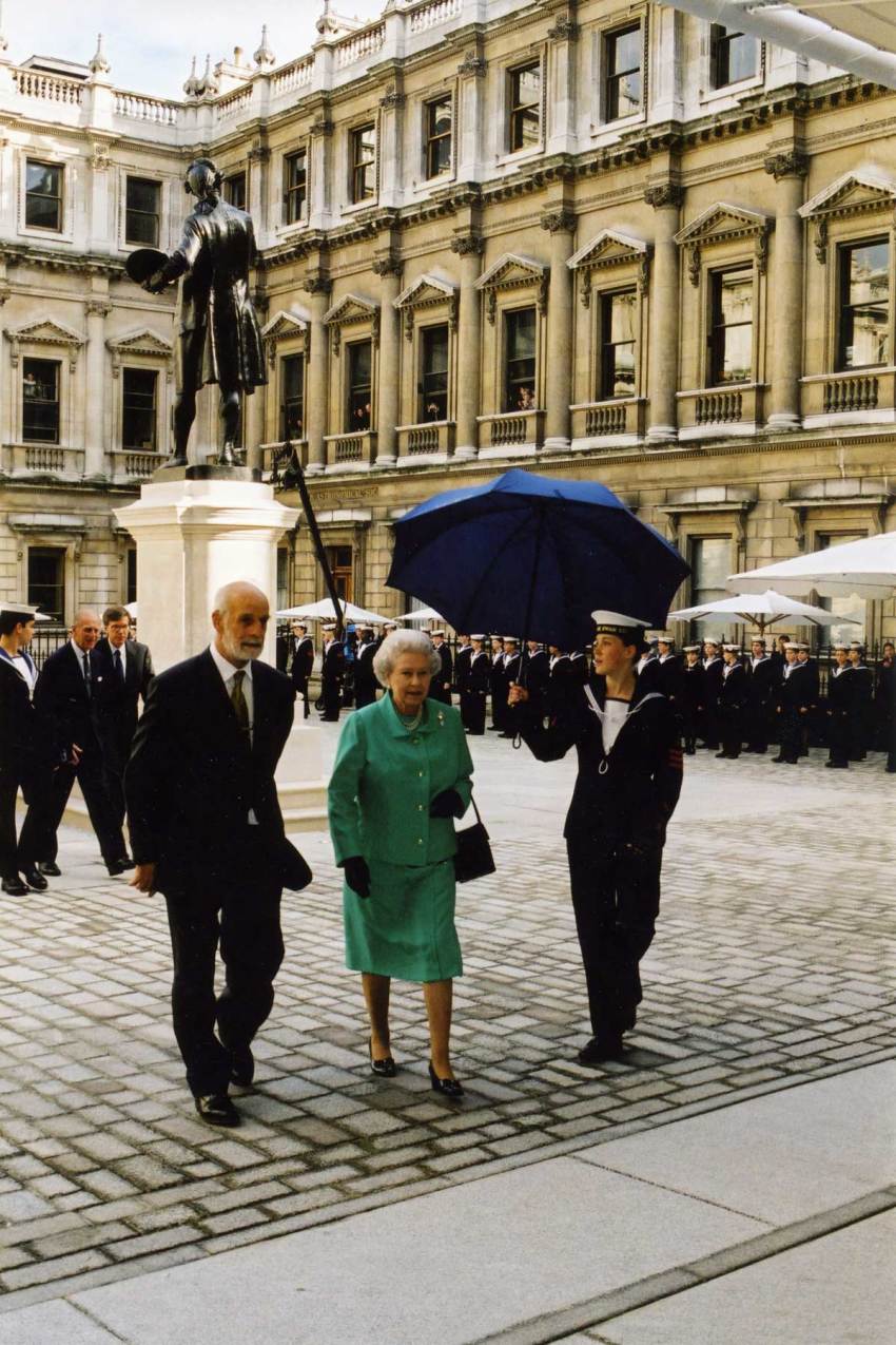 Her Majesty The Queen at the Opening of the Royal Academy's Annenberg Courtyard, 2002, with Phillip King PRA