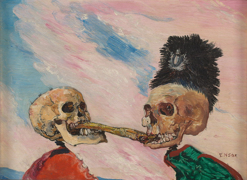James Ensor, Skeletons Fighting over a Pickled Herring