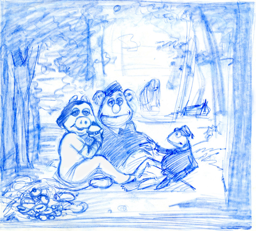 Michael K. Frith's early sketch for a Muppet 'A Déjeuner Sur L'Herbe' 