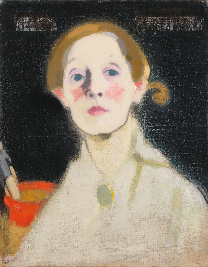 Helene Schjerfbeck, Self-Portrait, Black Background