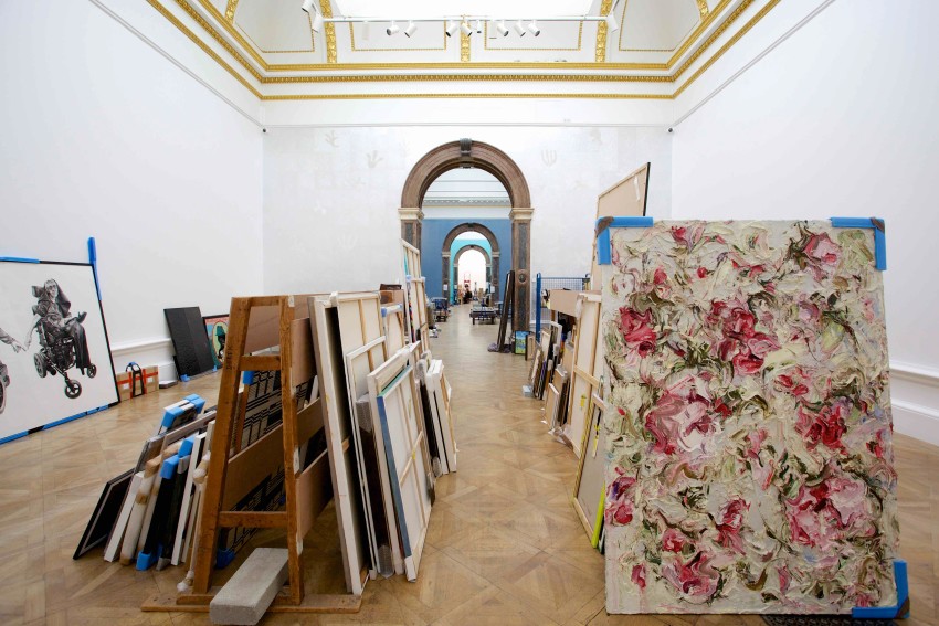 Artworks waiting to be hung in the 2018 Summer Exhibition