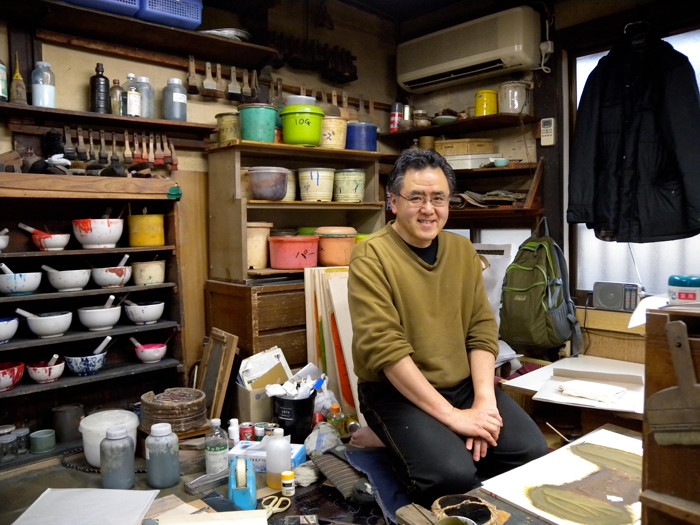 Nakayama Makoto, the senior printer in the Kyoto workshop