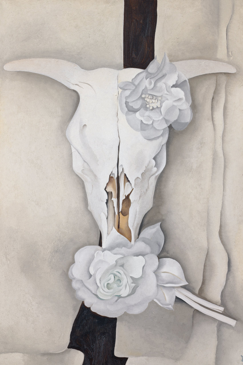 Georgia O’Keeffe , Cow’s Skull with Calico Roses