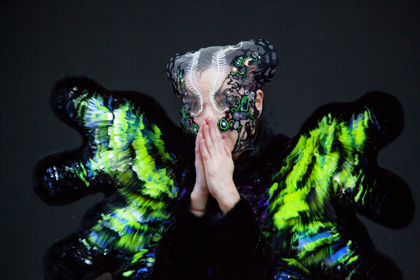 Björk wearing mask by James Merry 