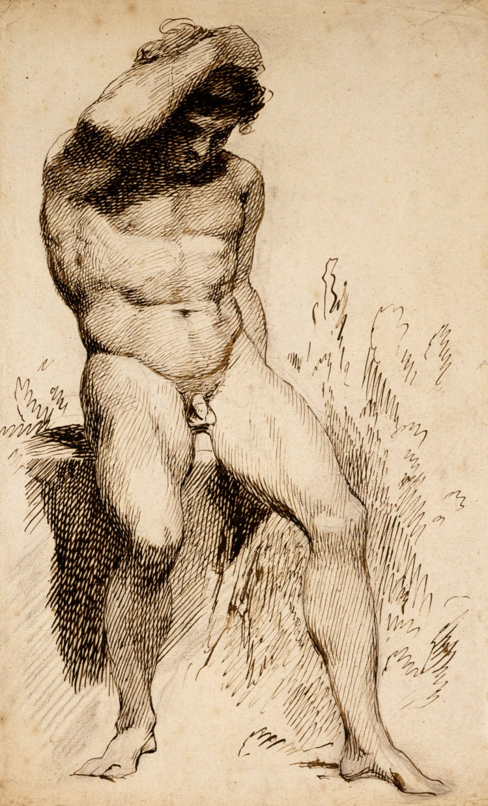 James Barry RA, Male nude sitting on a rock