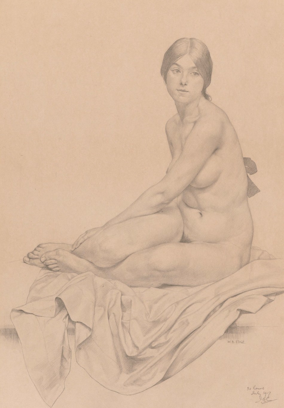 Winifred Broughton Edge, Life drawing of a seated female nude