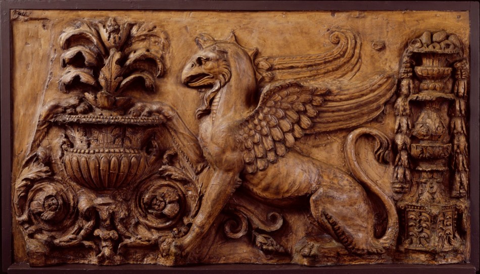 Forum of Trajan, Rome, Cast of section of frieze with vase, griffin, and candelabrum