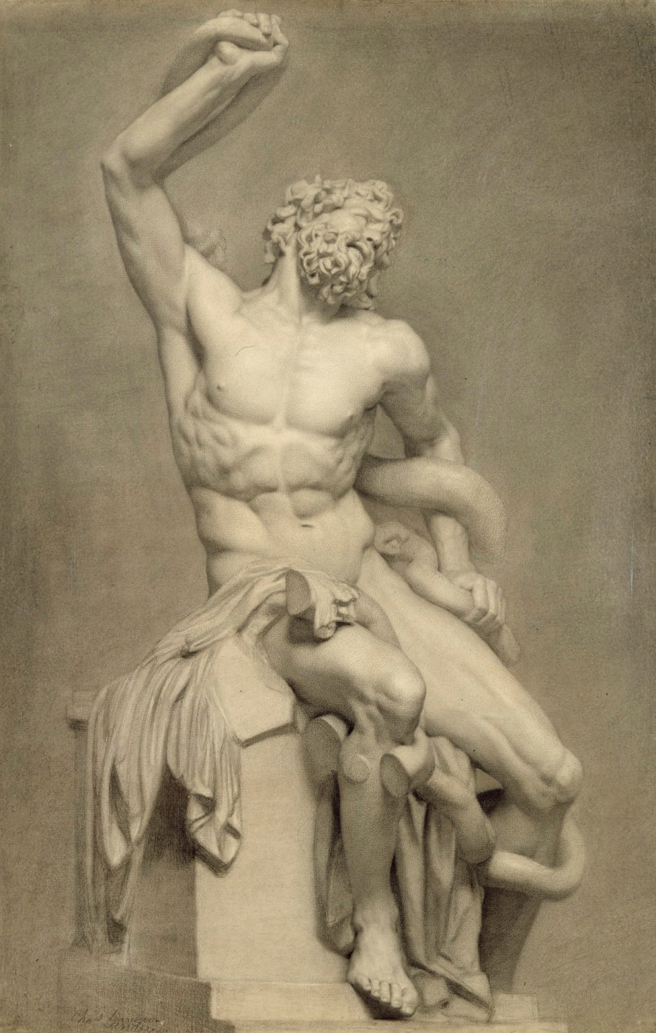 Unknown artist and Charles Landseer RA, Study of the figure of Laocoön