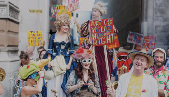 Bob and Roberta Smith RA, visitors and performers at the Burlington Gardens Festival in July 2015