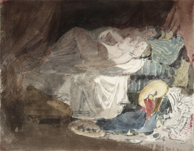 JMW Turner, Nude Girl and a Companion on a Bed